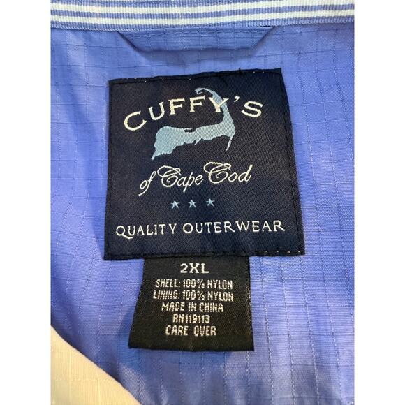 Cuffy's of Cape Cod White Blue Quarter Zip Pullover Windbreaker Jacket Size 2X - Picture 9 of 10